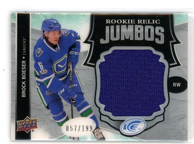 2017-18 Upper Deck Ice Rookie Relic Jumbos /199 Brock Boeser #RRJ-BB RC JERSEY