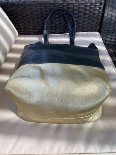 BAGGU Women’s Gold & Black Leather Tote Large Shoulder Bag Purse Tote - Picture 16 of 16