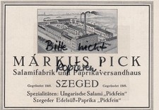 SZEGED, Publicidad 1918, Márkus Pick Salami Fábrica Pimentón-Envío