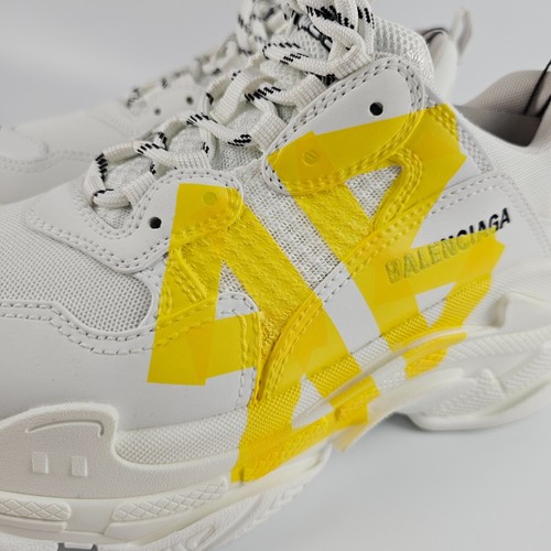 BALENCIAGA Triple S Tape Type $1250 Women's White/Yellow Sneakers New - Picture 7 of 11