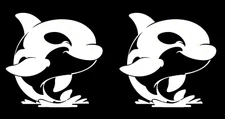 Orca Cartoon Graphic Two PK 5" White Vinyl Decal Car Laptop Tablet Tumbler