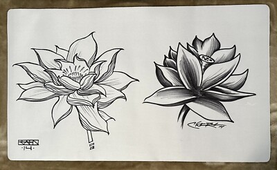 Hand Drawn Christopher Rush & Chris Rahn Double Black Lotus Playmat Artist Drawn
