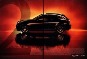 2006 Infiniti FX and G35 Coupe 2 Page Vintage Print Ad One Philosophy Wall Art