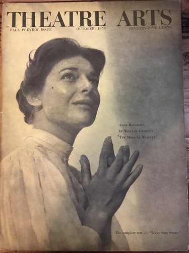THEATRE ARTS MAGAZINE; 1959 Whole Text of WEST SIDE STORY - Anne Bancroft Cover