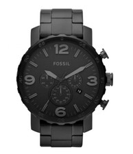 Image of FOSSIL Mans Nate Chronograph Blacktone Bracelet And Dial Watch JR1401 .