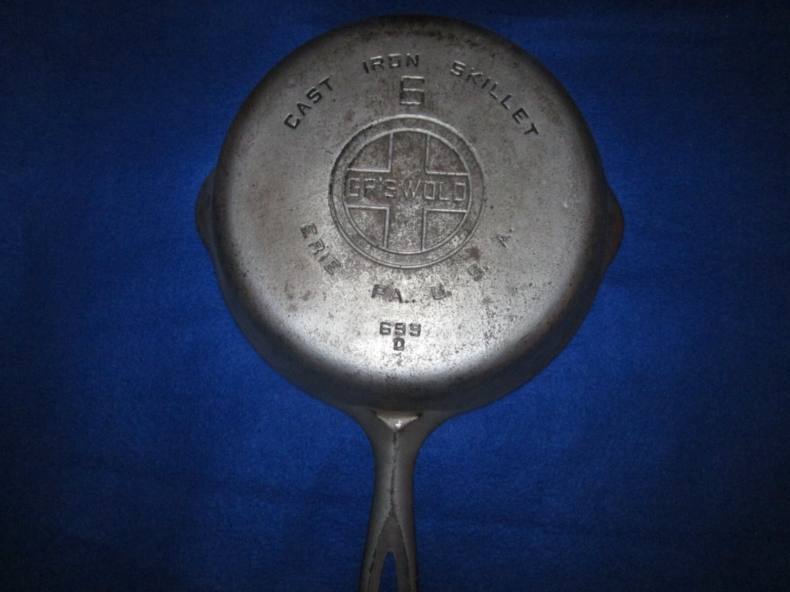 No 6 Griswold 699D Chrome/Nickel Plate Cast Iron Skillet/Frypan Large