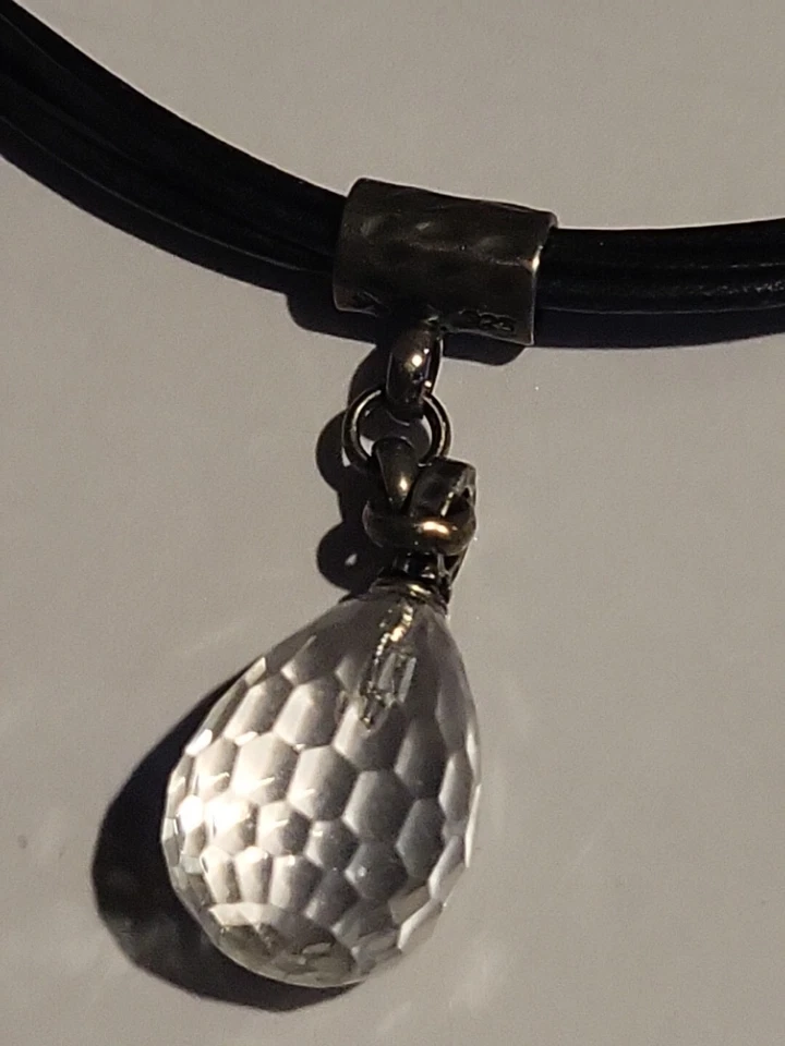 Beautiful Sterling Silver 925 Leather Silpada Crystal Pendant Necklace - Image 4 of 4