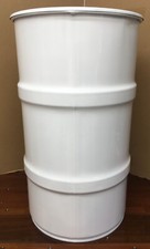 Baril métal 60 Litres BLANC BRIL bidon tonneau décoration custom personnalisable
