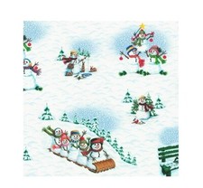 Christmas Fabric - I'm Snow Cute Snowman Scenes White - Robert Kaufman YARD