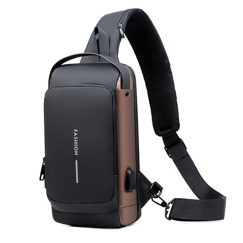 Men's Sling Backpack Waterproof Anti-theft Shoulder Crossbody Chest Bag USB Port - Picture 11 of 20