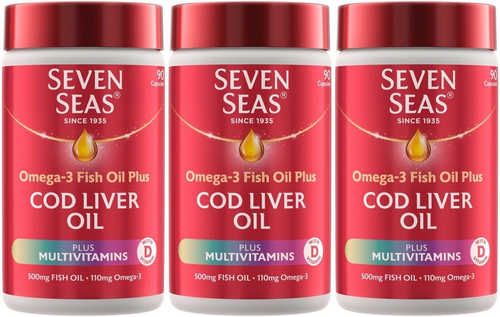 270 x Seven Seas Cod Liver Omega3 Fish Oil Plus Capsule Multivitamins