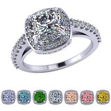 NANA Jewels Cushion Cut Cubic Zirconia Sterling Silver Engagement Ring for Women