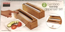 Seville Classics Bamboo Food Wrap Dispenser 2-piece Set
