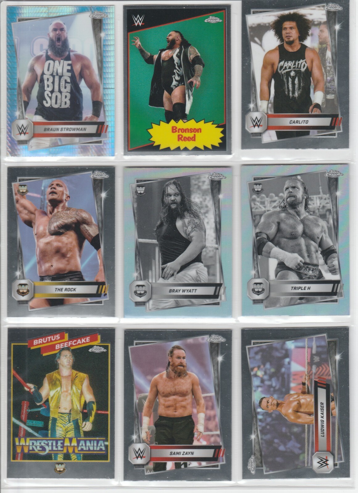 TRIPLE H 2025 TOPPS CHROME SEPIA - 9 CARD LOT WWE SUPERSTARS THE ROCK BRAY WYATT