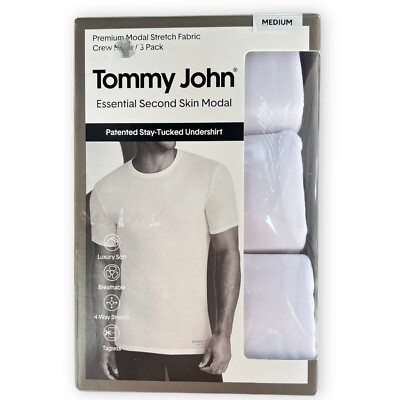 Tommy John Essential Second Skin Modal Stay Tucked Undershirt Medium White New