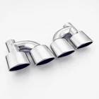 Offset Pipe Design Dual Oval Out 2 1/4 inch Inlet Exhaust Tips Stainless Steel