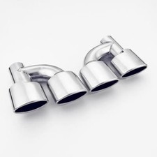 Offset Pipe Design Dual Oval Out 2 14 Inch Inlet Exhaust Tips Stainless Steel