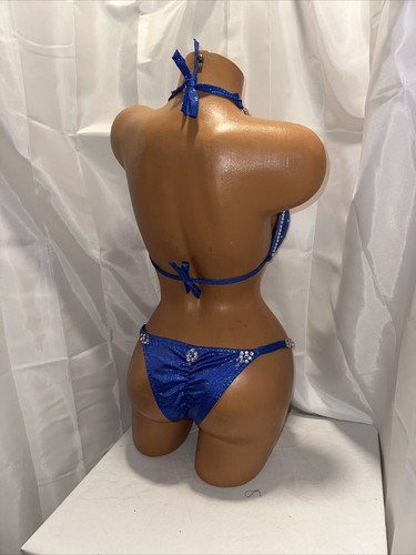 NPC COMPETITION BIKINI SUIT ROYAL BLUE HOLOGRAM 34D CUP SMALL - Picture 8 of 8