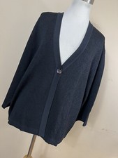 Jones New York XL Cardigan Black Button Front Fly Away 3/4 Sleeve Stretch W2