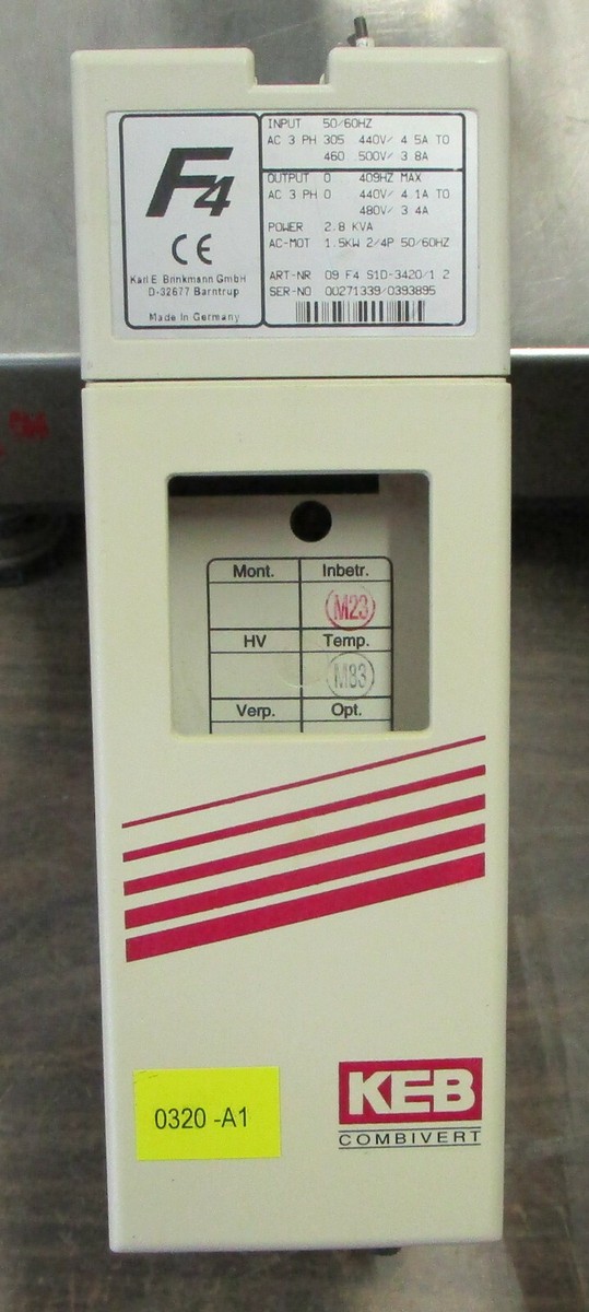 Keb Combivert 09.F4.S1D-3420 V1.2 POWER 2.8 KVA 1.5KW 2/4P 50/60