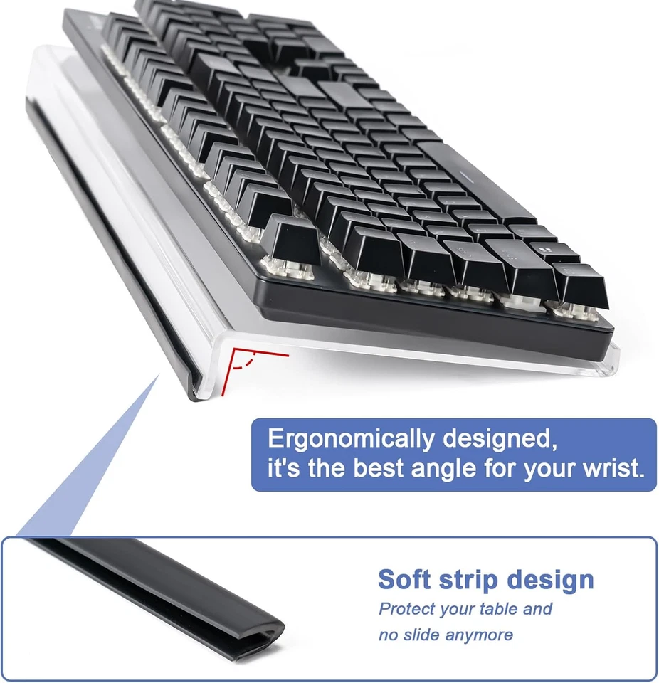 Clear Acrylic Tilted Computer Keyboard Holder for Ergonomic Typing, Keyboard Sta - Image 3 of 4