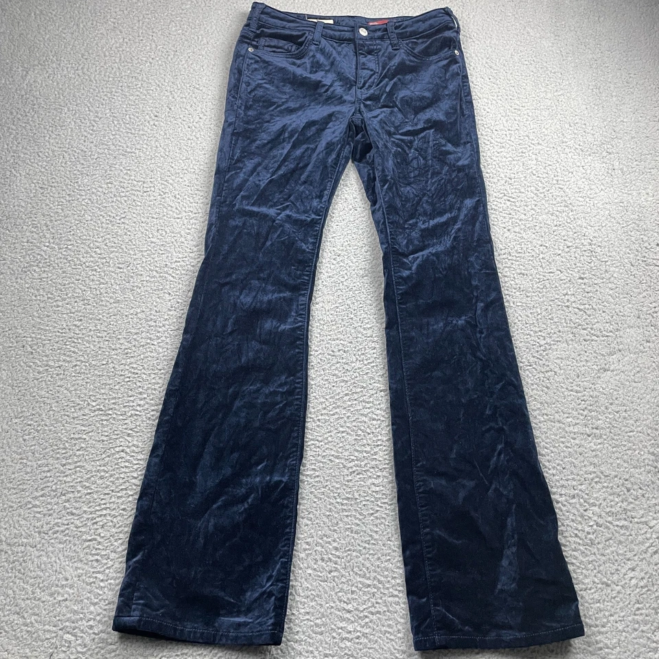 Pantalones Anthropologie Pilcro Mujer 26 Azul Terciopelo THE DEMILUNE Corte Bota tiro medio