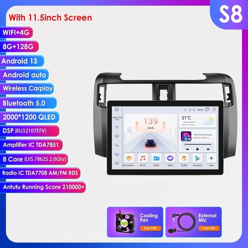 For Toyota 4Runner 2009-2019 Android 13 Carplay Car Stereo Radio GPS Navi 8+128G - Picture 1 of 6