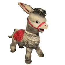 Sun Rubber Donkey Squeak Toy Vintage 1961 Burrow Horse Red Baby Nursery Decor