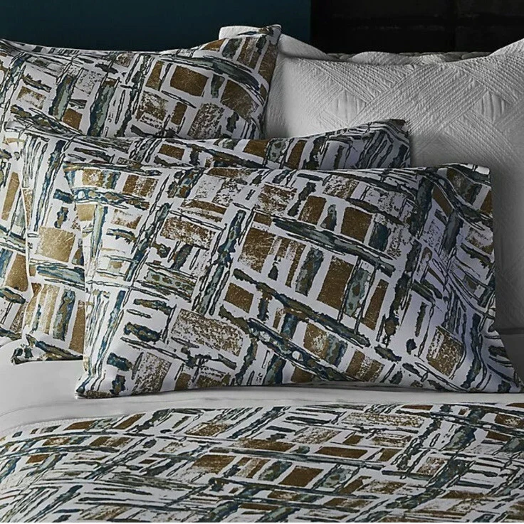 Funda nórdica Frette Home Malaquita Queen + Dos fundas Euro Verde Blanco Abstracto. ¡Nueva! Foto 4 de 4