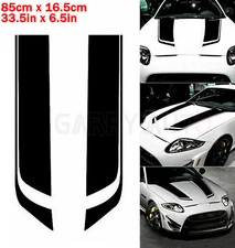 2x Black Car Hood Side Body Stripes Decals Vinyl Graphics Racing Decals Stickers