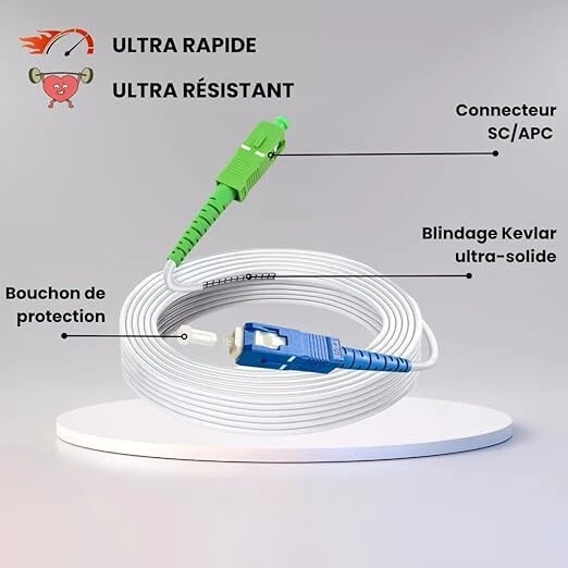 Câble Fibre Optique OS2 SC/APC-SC/UPC Monomode Simplex , LSZH, Blanc -1m-100m - Photo 3/4