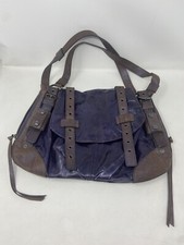 Michele Purple Leather Hobo Handbag Shoulder Buckle Tassels Glossy Bag Purse