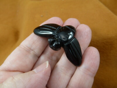 Y-BEE-554 Black Onyx Bee BUMBLE figurine gemstone stone carving love HONEY bees