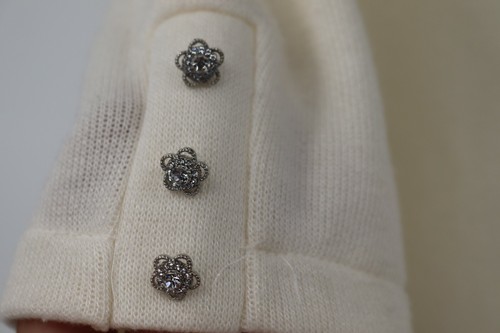 NWOT Zara women's M jewel button short sleeve top 0264/002 crew neck knit ecru - Picture 3 of 10