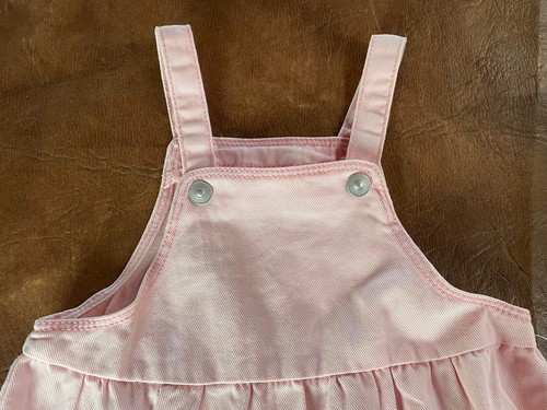 18-24M Light Pink Ruffled Detail Pinafore Overalls Romper - Kinco Kids