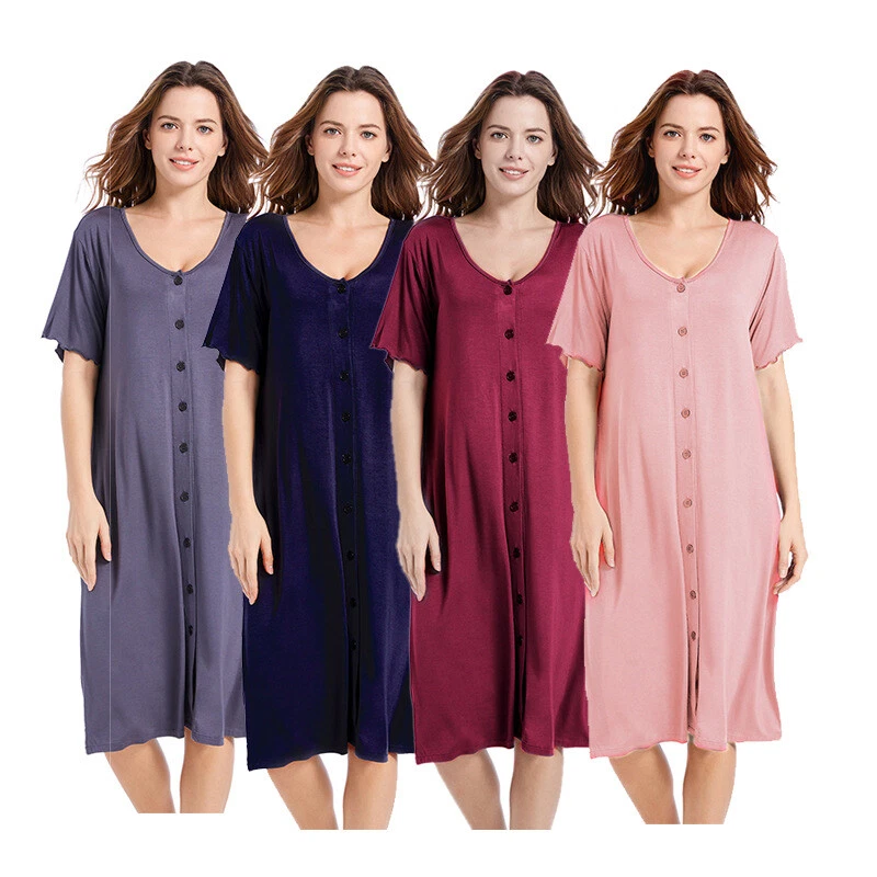 Casual Nights Women's Modal Cotton Short Sleeve Nightgown Sleep Shirt Dress Gown - Image 3 of 4