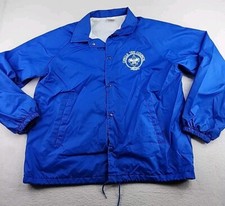 BSA Circle Ten Council Logo Mens Large Blue Snap USA Made Windbreaker Vintage