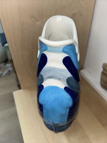 11.5" Gurgle Pitcher Vase Wade Ceramics Gluggle Jug LARGE Blue Koi ENGLAND - Picture 2 of 5