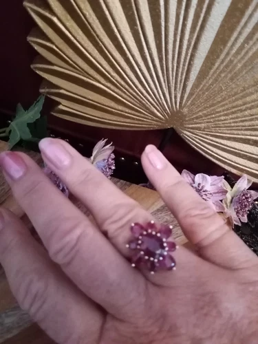 Ring Flower Cluster 925 Gold Plated Coloured Stones Size Q 1/2 Boxed Stunning