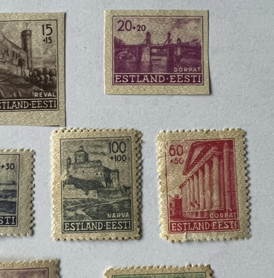 1941 年 ESTONIA 德国 OCCUPATION STAMPS 短套装两个 IMPERFS 状况完好 OG — 第 3/4 张图片