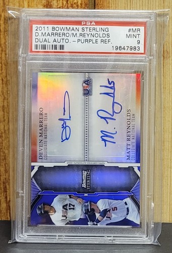 2011 BOWMAN STERLING  DUAL AUTO PURPLE REFR. #MR D. MARRERO / M. REYNOLDS PSA 9