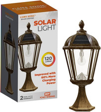 Outdoor Solar Post Light with Pier Base, Weathered Bronze Finish Aluminum and Be