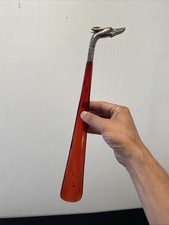 Vintage Red Lucite  Metal Shoe Horn With Greyhound Handle