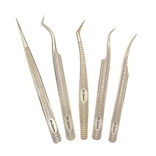 Eyelash Extension Tweezers Set - 5 Professional Tools for Mega Volume