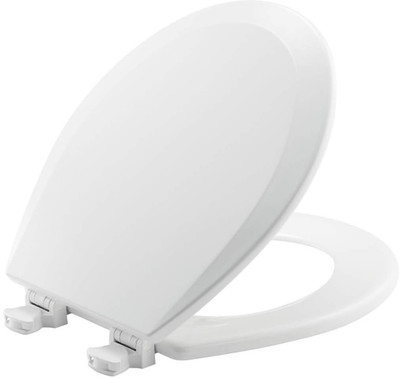 Asiento inodoro redondo 500EC 390 bisagras fácil limpieza cambio blanco algodón