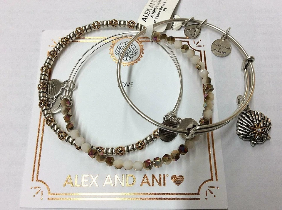 Alex and Ani Stern Von Venus Set Mit 3 Armreif Armband Rafaelian Silber Nwtbc - Bild 2 von 4