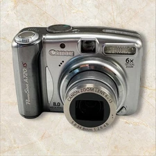 Canon PowerShot A720 IS Digital Camera 8MP 6x Zoom Silver - Tested & Working ! 