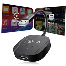 Wireless CarPlay Adapter with HDMI Input Port, 2-in-1 Car TV Mate CarPlay Black