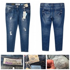 BNWT Womens Distressed Denim Jeans Ripped Boyfriend Fit W34 L33 UK 12