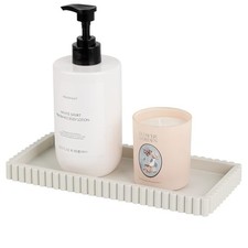 Silicone Bathroom Tray Small Vanity Tray Kitchen Counter Decor, Beige